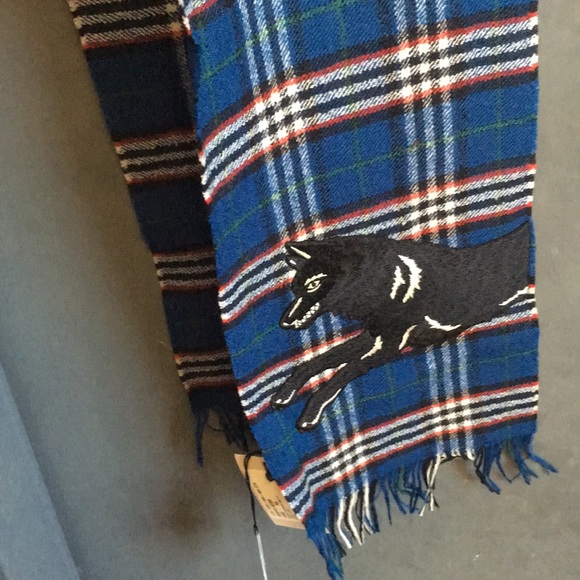 Gucci - Running Wolf Wool Scarf Blue Red White NWT - Picture 7 of 7